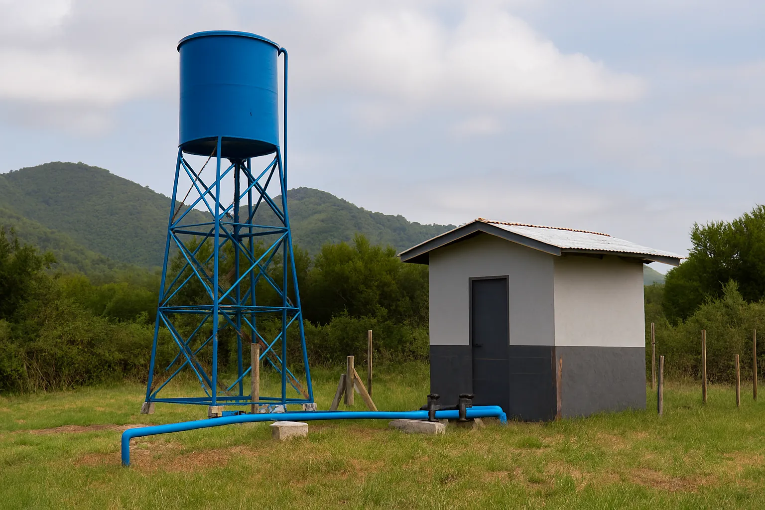 Torre de agua potable en un sector rural